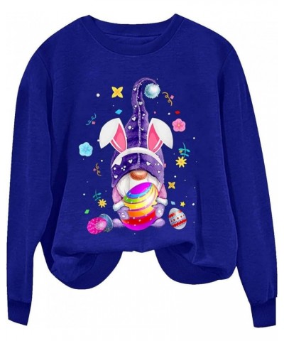 Easter Sweatshirts for Women Cute Funny Easter Shirts Rabbit Graphic Crewneck Sweatshirts Loose Workout Tops Trendy A03 Blue ...