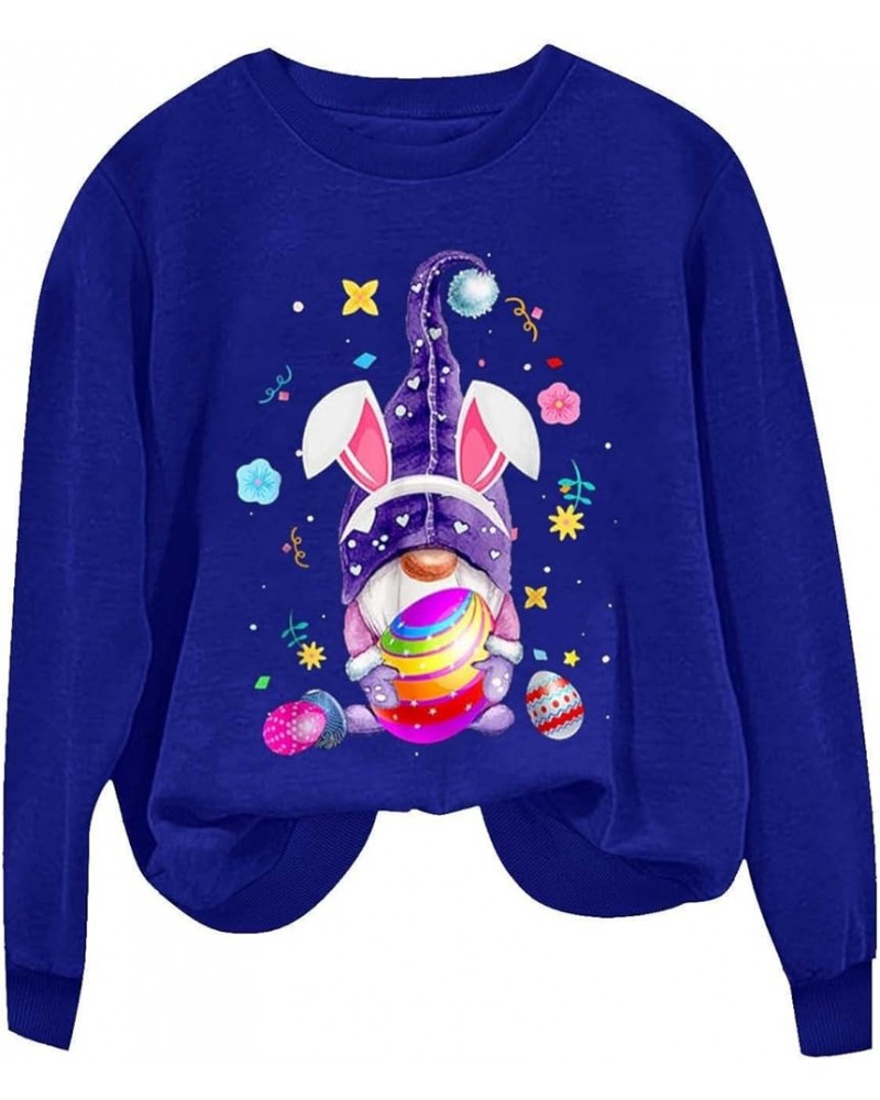 Easter Sweatshirts for Women Cute Funny Easter Shirts Rabbit Graphic Crewneck Sweatshirts Loose Workout Tops Trendy A03 Blue ...