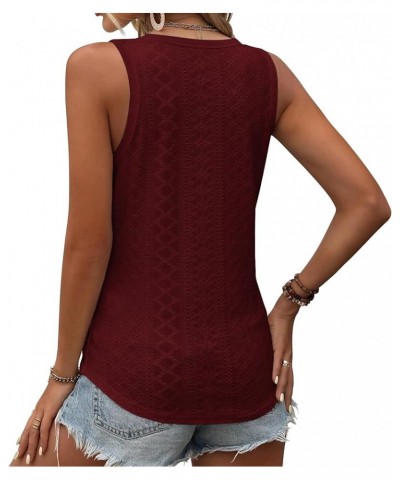 Womens V Neck Short Sleeve Embroidery Shirts Casual Loose Tops Dressy Blouses Wine Red $12.99 Blouses