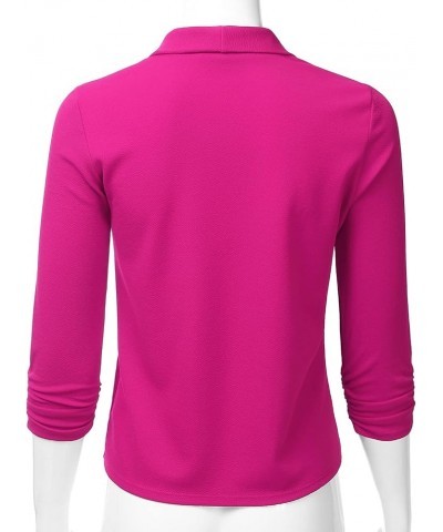 Women's 3/4 Sleeve Blazer Open Front Office Work Cardigan Jacket (S-3XL) Eja001_fuchsia $10.56 Blazers