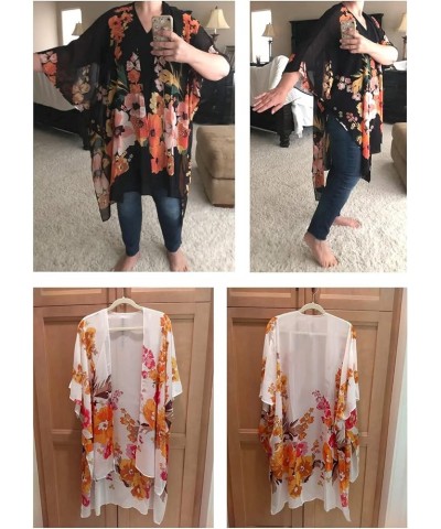 Women's Chiffon Kimono Cardigans Lightweight Batwing Summer Casual Long Boho Sheer Cardigan For Women Coverup Tops Black $13....