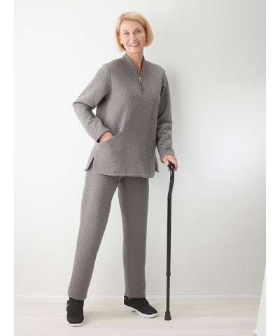 Women's Easy Dressing Open Back Adaptive Half Zip Tracksuit Top Heathered Gray $33.59 Activewear