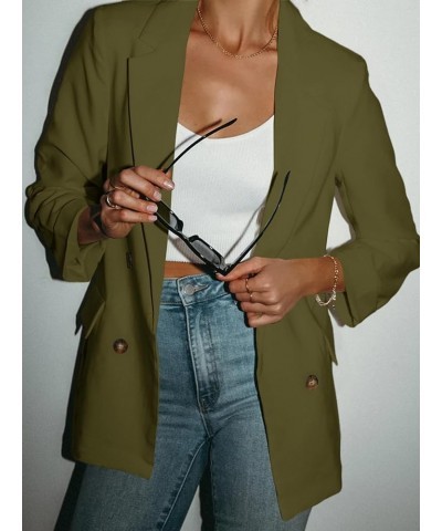 Women's Casual Blazer Jackets Rolled Long Sleeve Lapel Open Front Cardigan Work Office Blazers Burgundy $20.27 Blazers