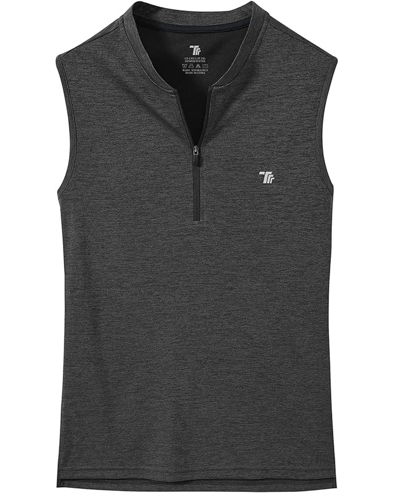 Women's Golf Polo Shirts Sleeveless Zip Up Collarless UPF 50+ Tennis T-Shirt Lightweight Quick Dry 07-dark Gray $12.99 Active...