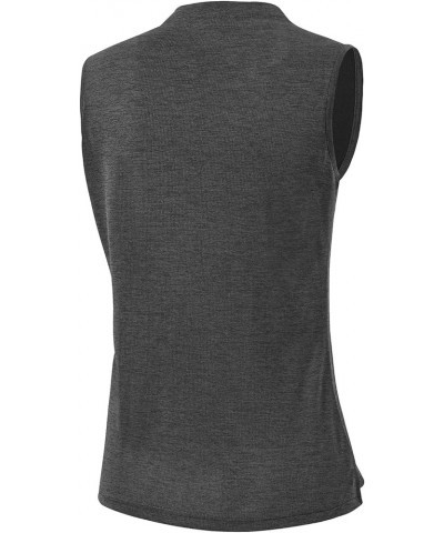 Women's Golf Polo Shirts Sleeveless Zip Up Collarless UPF 50+ Tennis T-Shirt Lightweight Quick Dry 07-dark Gray $12.99 Active...