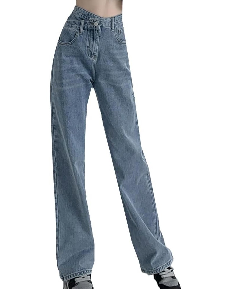 Plus Long Wide Leg Jeans db-2067 Light Blue 1 $18.36 Jeans