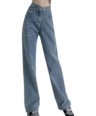 Plus Long Wide Leg Jeans db-2067 Light Blue 1 $18.36 Jeans