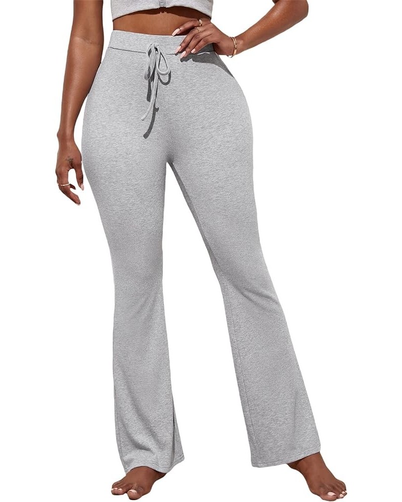 Women's High Waist Stretchy Bell Bottom Wide Leg Office Pants Grey $16.81 Pants