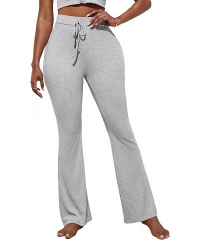 Women's High Waist Stretchy Bell Bottom Wide Leg Office Pants Grey $16.81 Pants