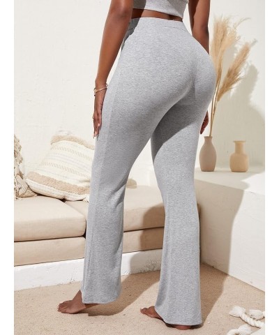 Women's High Waist Stretchy Bell Bottom Wide Leg Office Pants Grey $16.81 Pants