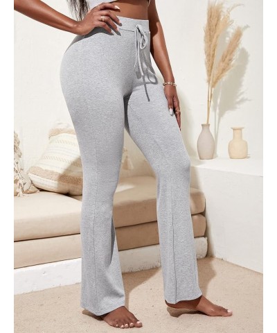 Women's High Waist Stretchy Bell Bottom Wide Leg Office Pants Grey $16.81 Pants