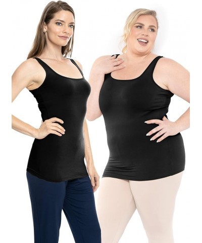 Oh So Soft Long Length Base Layer Tank Top | Women Plus Size Black | Beige $11.39 Tanks