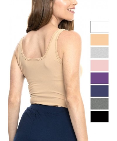 Oh So Soft Long Length Base Layer Tank Top | Women Plus Size Black | Beige $11.39 Tanks