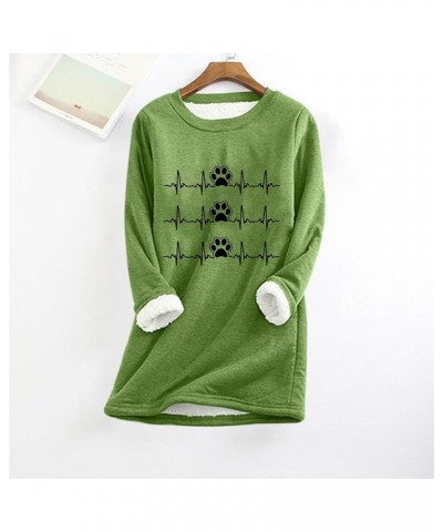 Women's Dog Paw Sweatshirts Sherpa Lined Electrocardiogram Graphic Plus Size Fuzzy Loungewear Tunic Sweater Green $11.39 Hood...