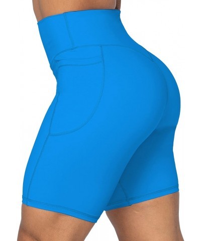 No Front Seam Biker Shorts for Women with Pockets, Yoga Workout Gym Bike Shorts with Tummy Control 8" Inseam Classic Blue $13...