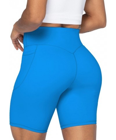 No Front Seam Biker Shorts for Women with Pockets, Yoga Workout Gym Bike Shorts with Tummy Control 8" Inseam Classic Blue $13...