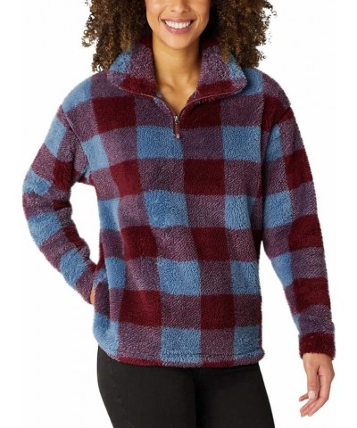Women's Ultra Soft Fleece 1/4 Zip Long Sleeve Pullover Top Purple $12.62 Jackets