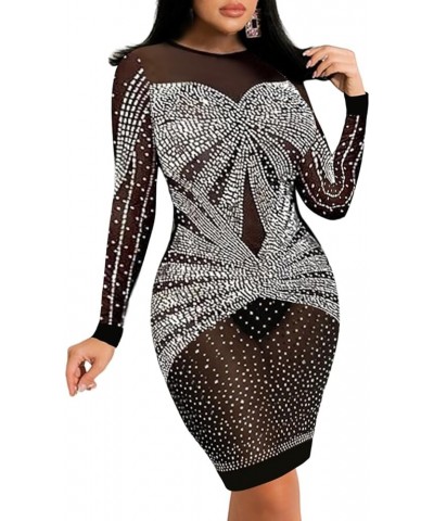 Women Sexy Hot Drilling Bodycon Dresses Glitter Sequin Elegant Dress Party Club Night Dress A6 Black 05 $27.95 Dresses