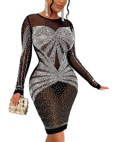 Women Sexy Hot Drilling Bodycon Dresses Glitter Sequin Elegant Dress Party Club Night Dress A6 Black 05 $27.95 Dresses