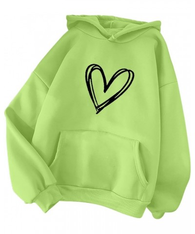 Womens Long Sleeve Oversized Hoodies Heart Print Solid Color Hooded Pullover Trendy Casual Sweatshirts with Pocket 09 Green $...