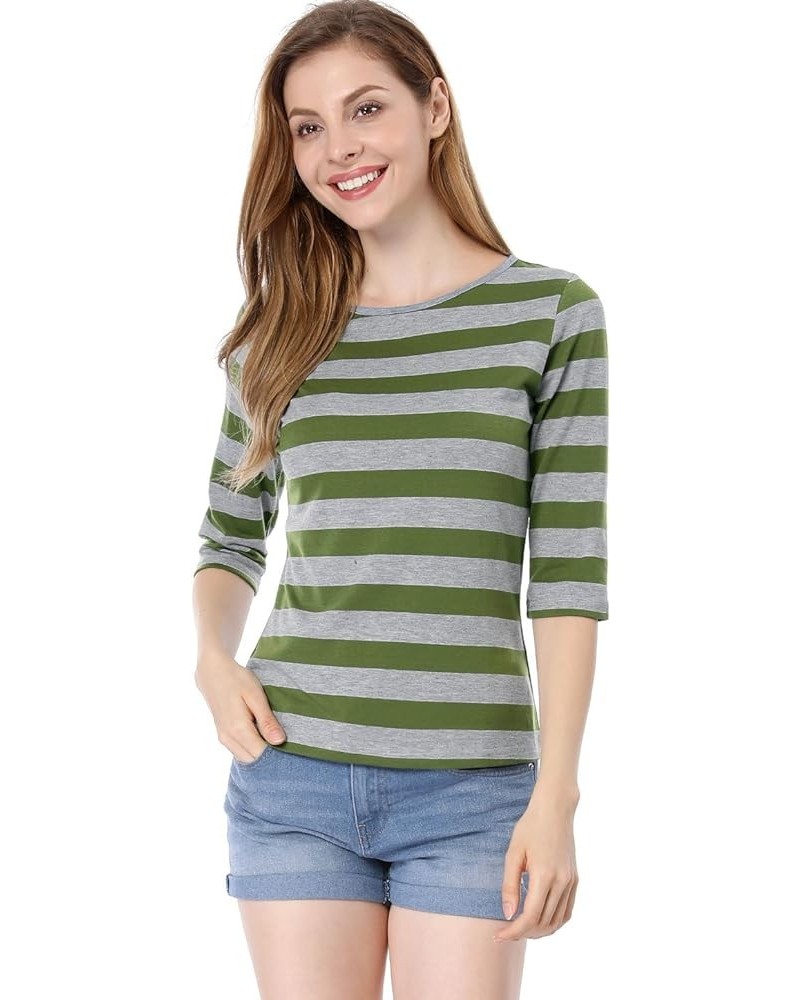 Women's Elbow Sleeves Top Round Neck Slim Fit Tee Halloween Casual Printed T-Shirt Green $13.51 T-Shirts