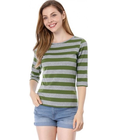 Women's Elbow Sleeves Top Round Neck Slim Fit Tee Halloween Casual Printed T-Shirt Green $13.51 T-Shirts