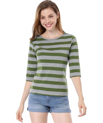 Women's Elbow Sleeves Top Round Neck Slim Fit Tee Halloween Casual Printed T-Shirt Green $13.51 T-Shirts