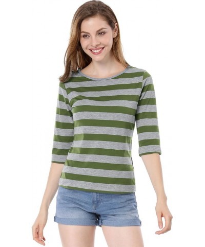 Women's Elbow Sleeves Top Round Neck Slim Fit Tee Halloween Casual Printed T-Shirt Green $13.51 T-Shirts