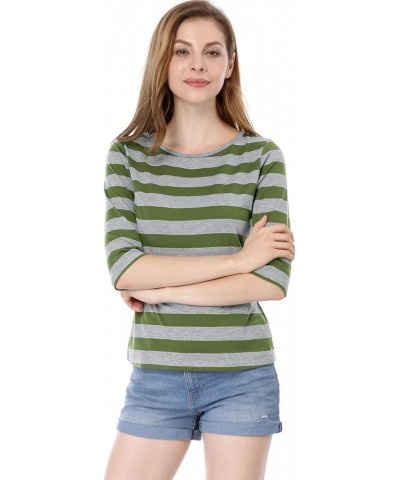 Women's Elbow Sleeves Top Round Neck Slim Fit Tee Halloween Casual Printed T-Shirt Green $13.51 T-Shirts