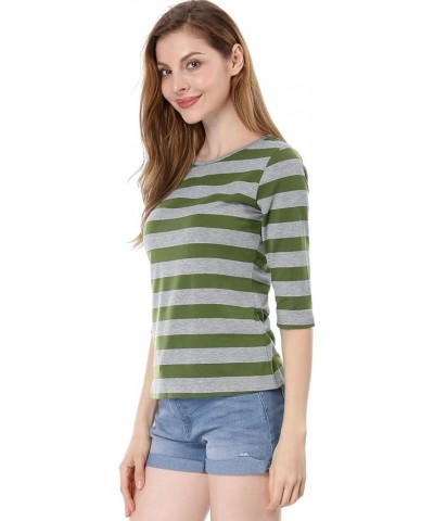 Women's Elbow Sleeves Top Round Neck Slim Fit Tee Halloween Casual Printed T-Shirt Green $13.51 T-Shirts