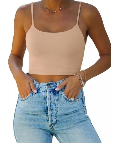 Women's Sexy Adjustable Spaghetti Strap Double Lined Seamless Camisole Tank Yoga Crop Tops Nude $16.79 Tanks