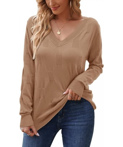 Women's Spring Tops 2024 Fashion V Neck Long Sleeve Shirts Blouse Knitted Casual Pullover Sweater Cozy Clouds Long Sleeve Dar...