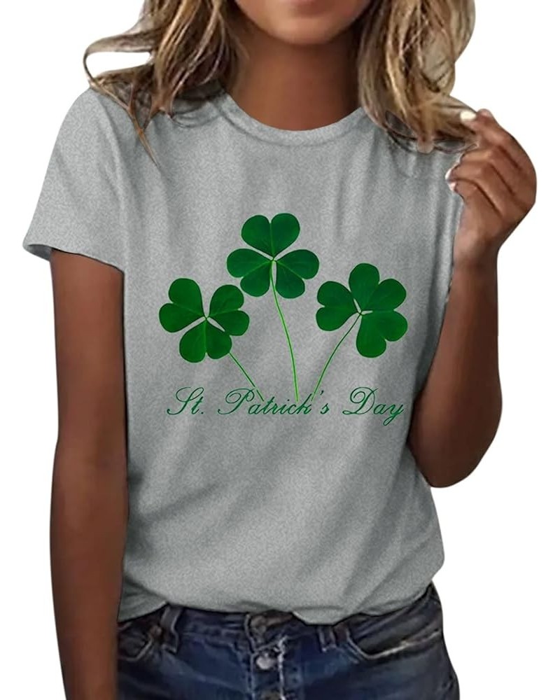 St Patricks Day Shirt Women Fashion Casual Tops Shirt Cute Clover Printed Short Sleeve Round Neck Tshirt Saint Paddy's Outfit...