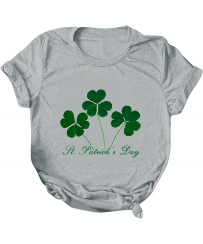 St Patricks Day Shirt Women Fashion Casual Tops Shirt Cute Clover Printed Short Sleeve Round Neck Tshirt Saint Paddy's Outfit...