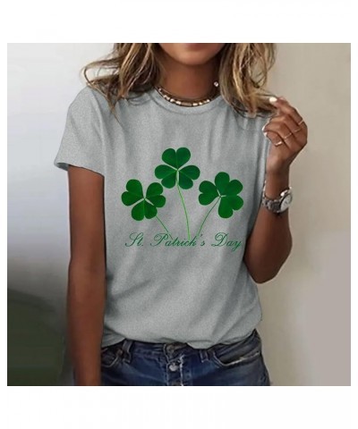 St Patricks Day Shirt Women Fashion Casual Tops Shirt Cute Clover Printed Short Sleeve Round Neck Tshirt Saint Paddy's Outfit...