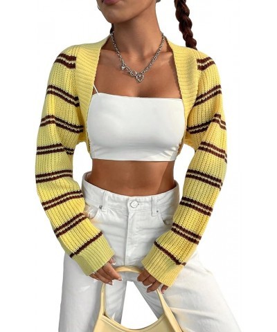 Women's Casual Long Sleeve Open Front Ribbed Knit Crop Cardigan Sweater Multicolor $10.61 Sweaters