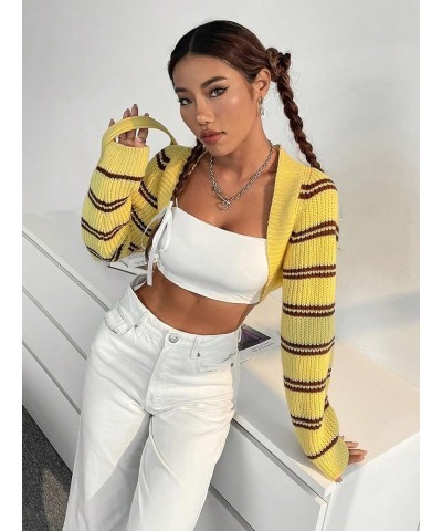 Women's Casual Long Sleeve Open Front Ribbed Knit Crop Cardigan Sweater Multicolor $10.61 Sweaters