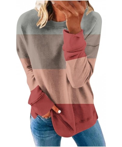 Women's Crewneck Long Sleeve Loose Sweatshirts Color Block Pullover Tops Casual Fall Fashion Sweatshirt 06 Red $8.82 Hoodies ...