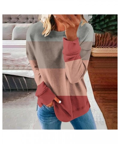 Women's Crewneck Long Sleeve Loose Sweatshirts Color Block Pullover Tops Casual Fall Fashion Sweatshirt 06 Red $8.82 Hoodies ...