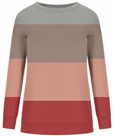 Women's Crewneck Long Sleeve Loose Sweatshirts Color Block Pullover Tops Casual Fall Fashion Sweatshirt 06 Red $8.82 Hoodies ...