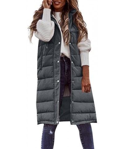 Womens Long Puffer Vest Winter Casual Sleeveless Full Zip Hooded Puffer Jacket Packable Lightweight Quilted Jacket Down Coats...