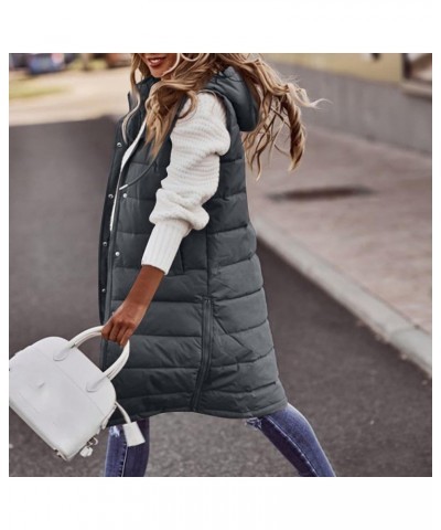 Womens Long Puffer Vest Winter Casual Sleeveless Full Zip Hooded Puffer Jacket Packable Lightweight Quilted Jacket Down Coats...