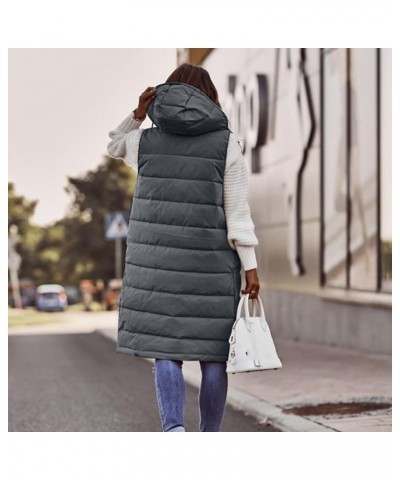 Womens Long Puffer Vest Winter Casual Sleeveless Full Zip Hooded Puffer Jacket Packable Lightweight Quilted Jacket Down Coats...