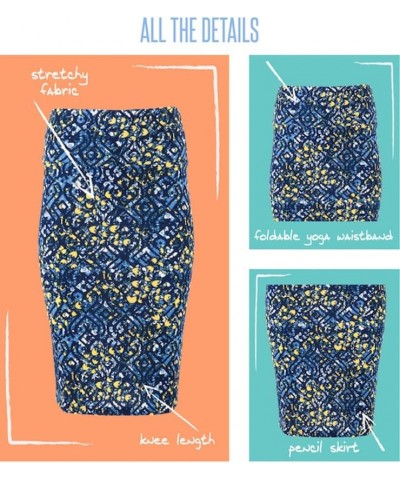 Cassie e Large L Abstract Muted Black Blue White Womens Knee Length Pencil Skirt fits Sizes 14-16 LARGE-235-K $24.44 Skirts