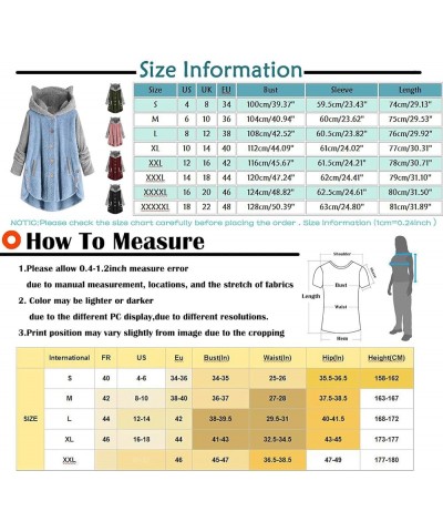 Hoodies for Women Cat Ears Long Cardigan Winter Plush Warm Soft Jacket Teddy Fleece Cardigan with Buttons Cute Sweater 03-pin...