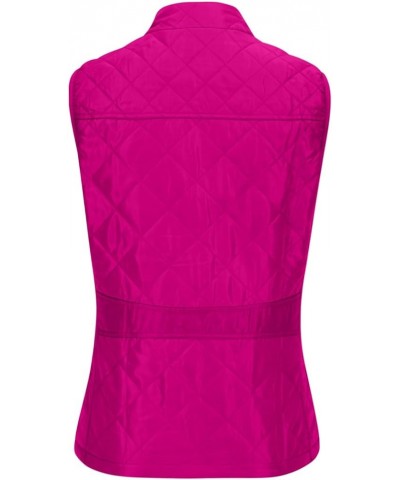 Quilted Vests for Women Lightweight Stand Collar Down Coat Zip Up Women Padded Gilet with Pockets Thin Puffer Vest Hot Pink L...