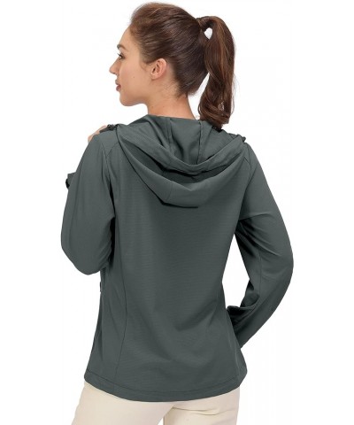 Women's Sun Protection Hoodie Jackets Long Sleeve UPF50+ Shirts Hiking Travel Camp Air Holes Full Zip Steel Grey X-Small $23....