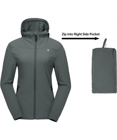 Women's Sun Protection Hoodie Jackets Long Sleeve UPF50+ Shirts Hiking Travel Camp Air Holes Full Zip Steel Grey X-Small $23....