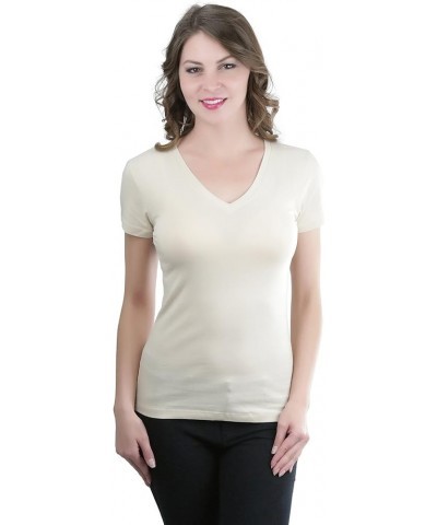 Women’s Basic Short Sleeve V-Neck Tee Classic - Taupe $8.93 T-Shirts