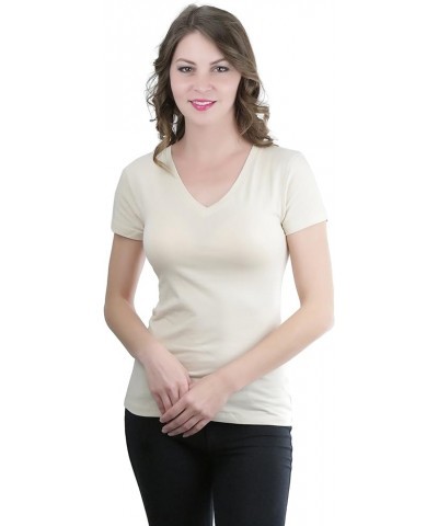 Women’s Basic Short Sleeve V-Neck Tee Classic - Taupe $8.93 T-Shirts